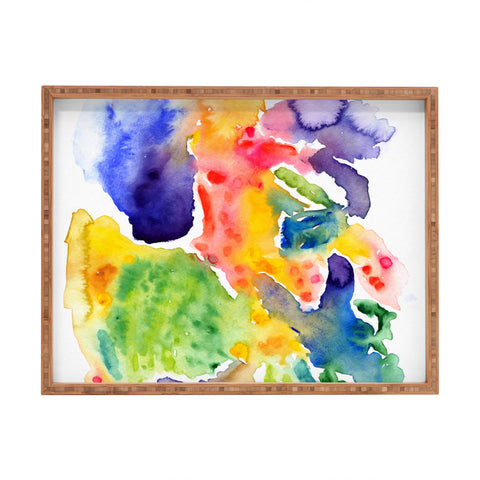 Olivia St Claire Happy Watercolor Rectangular Tray
