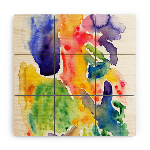 Olivia St Claire Happy Watercolor Wood Wall Mural