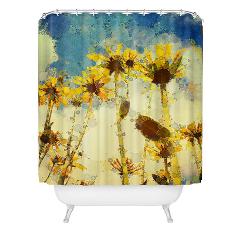 Olivia St Claire Happy Yellow Flowers Shower Curtain