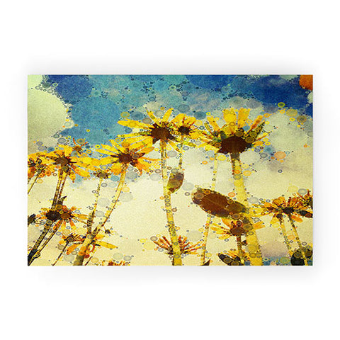 Olivia St Claire Happy Yellow Flowers Welcome Mat