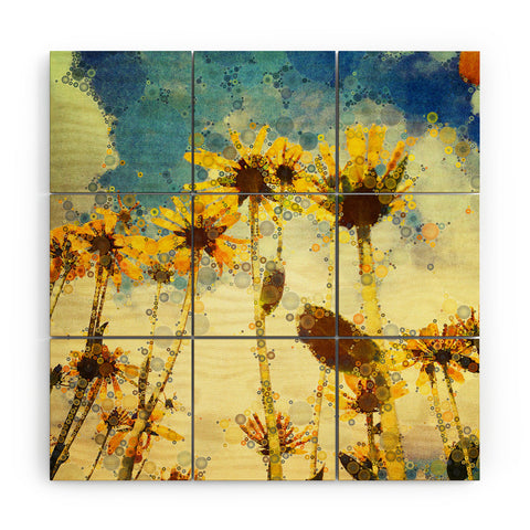 Olivia St Claire Happy Yellow Flowers Wood Wall Mural