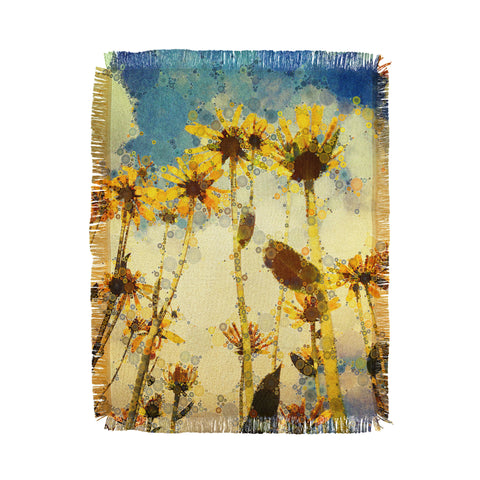 Olivia St Claire Happy Yellow Flowers Throw Blanket
