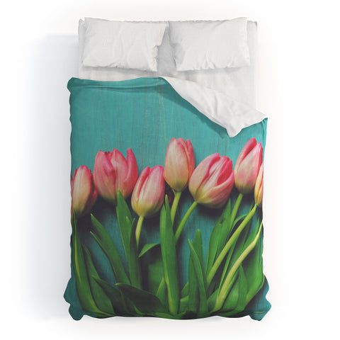 Olivia St Claire Lovely Pink Tulips Duvet Cover
