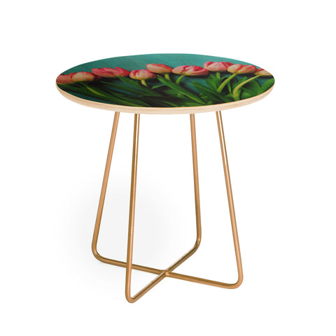 Olivia St Claire Lovely Pink Tulips Round Side Table