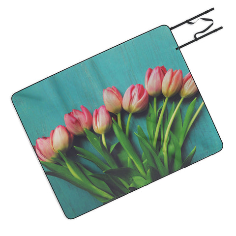 Olivia St Claire Lovely Pink Tulips Picnic Blanket