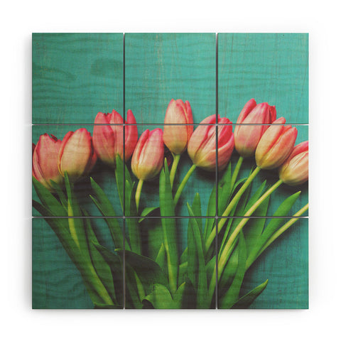 Olivia St Claire Lovely Pink Tulips Wood Wall Mural
