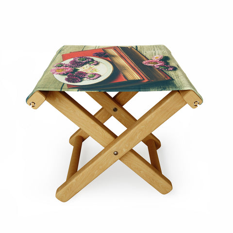 Olivia St Claire Old Books and Asters Folding Stool
