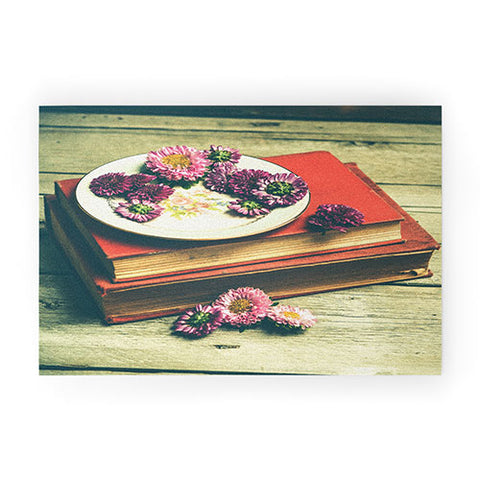 Olivia St Claire Old Books and Asters Welcome Mat