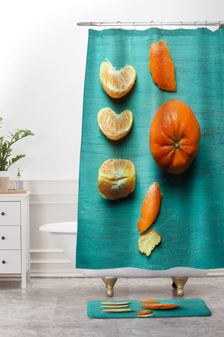 Olivia St Claire Orange Wedges Shower Curtain And Mat