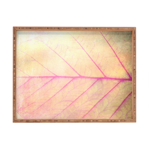 Olivia St Claire Pink Leaf Abstract Rectangular Tray