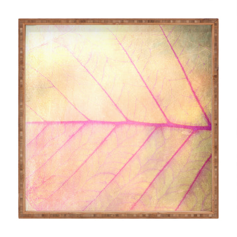 Olivia St Claire Pink Leaf Abstract Square Tray
