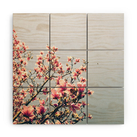 Olivia St Claire Pink Magnolia Wood Wall Mural