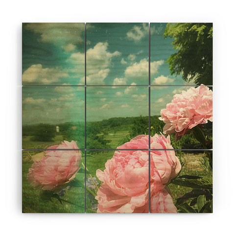 Olivia St Claire Pink Peony Wood Wall Mural