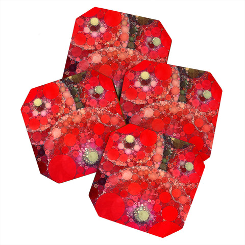 Olivia St Claire Red Poppy Abstract Coaster Set