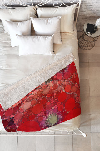 Olivia St Claire Red Poppy Abstract Fleece Throw Blanket