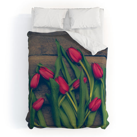 Olivia St Claire Red Tulips Duvet Cover