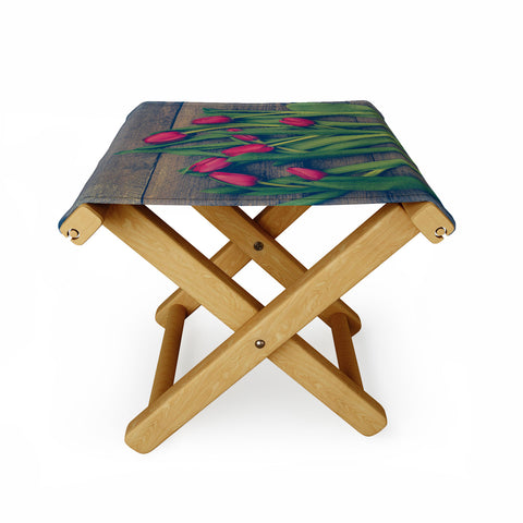 Olivia St Claire Red Tulips Folding Stool