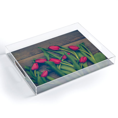 Olivia St Claire Red Tulips Acrylic Tray