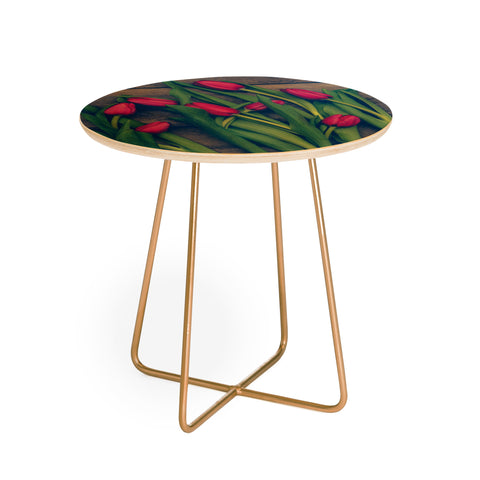 Olivia St Claire Red Tulips Round Side Table