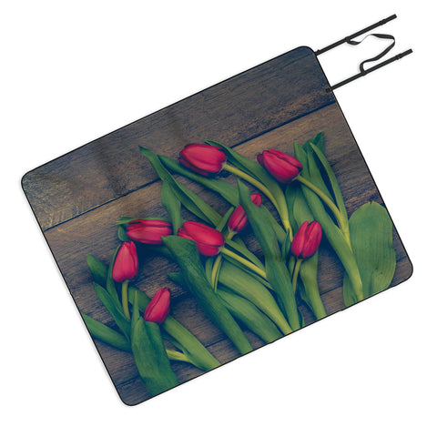 Olivia St Claire Red Tulips Picnic Blanket