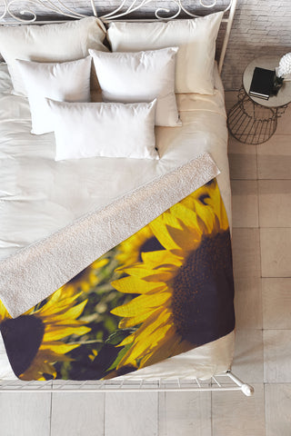 Olivia St Claire Summer Sunflower Love Fleece Throw Blanket