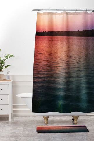 Olivia St Claire Sunset on the Lake Shower Curtain And Mat