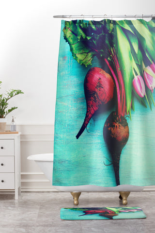 Olivia St Claire The Beat Goes On Red Shower Curtain And Mat