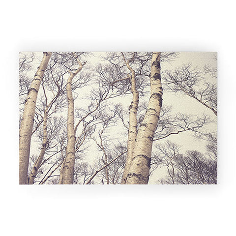 Olivia St Claire Winter Birch Trees Welcome Mat