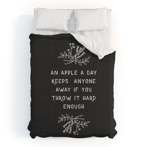Orara Studio An Apple A Day Humorous Quote Duvet Cover