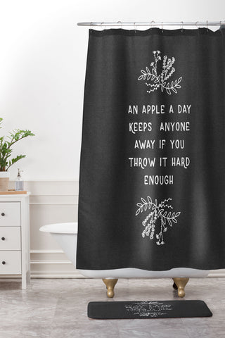 Orara Studio An Apple A Day Humorous Quote Shower Curtain And Mat