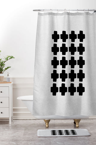 Orara Studio Black and White Abstract III Shower Curtain And Mat