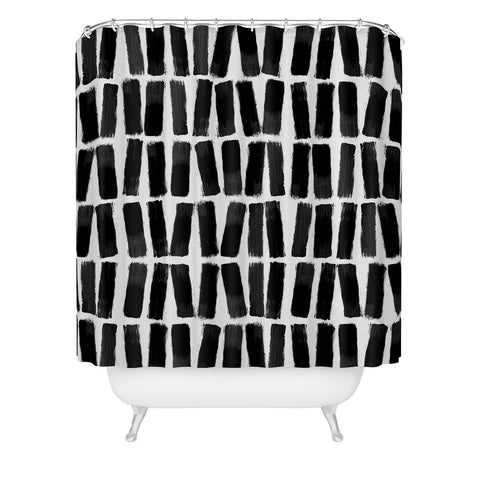 Orara Studio Black Brush Strokes Shower Curtain