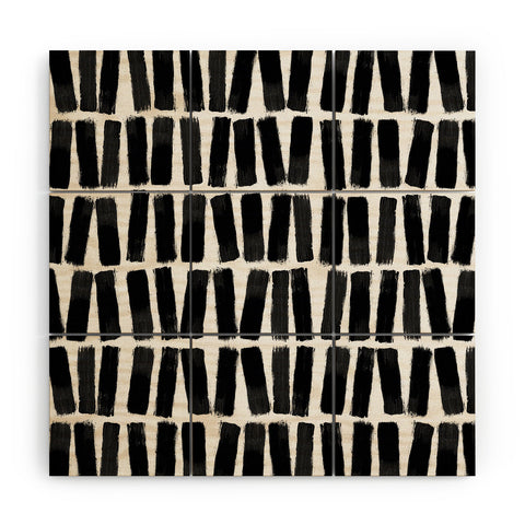 Orara Studio Black Brush Strokes Wood Wall Mural