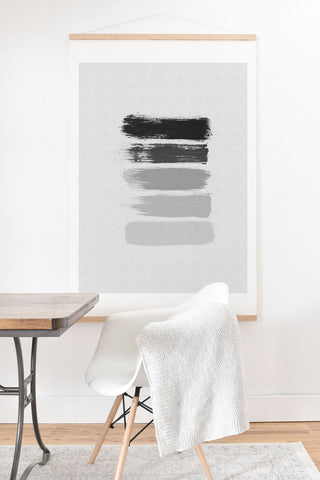 Orara Studio Black White Stripes Painting Art Print And Hanger