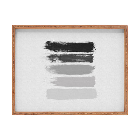 Orara Studio Black White Stripes Painting Rectangular Tray