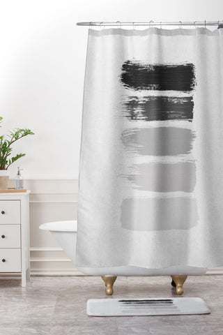 Orara Studio Black White Stripes Painting Shower Curtain And Mat