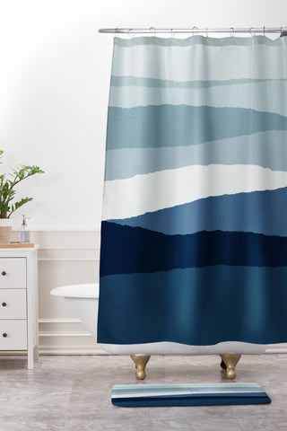 Orara Studio Blue Abstract II Shower Curtain And Mat