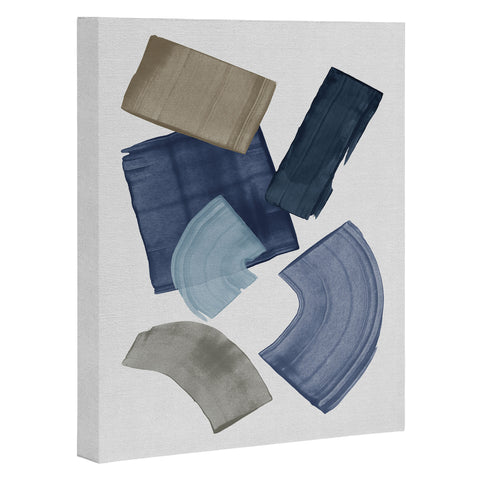 Orara Studio Blue And Brown Paint Blocks Art Canvas