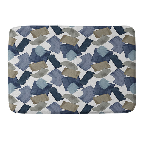 Orara Studio Blue And Brown Paint Blocks Memory Foam Bath Mat