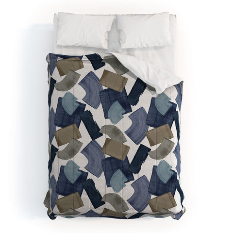 Orara Studio Blue And Brown Paint Blocks Comforter