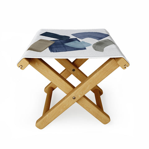 Orara Studio Blue And Brown Paint Blocks Folding Stool