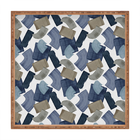 Orara Studio Blue And Brown Paint Blocks Square Tray