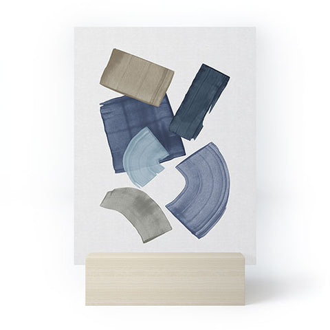 Orara Studio Blue And Brown Paint Blocks Mini Art Print