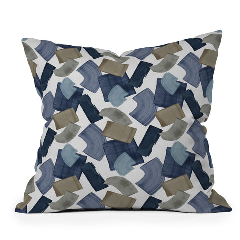 Orara Studio Blue And Brown Paint Blocks Throw Pillow