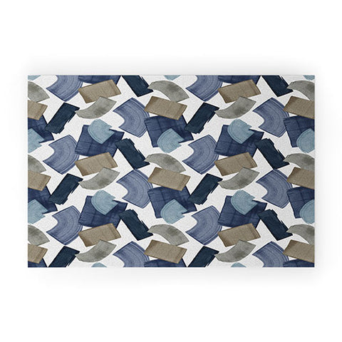 Orara Studio Blue And Brown Paint Blocks Welcome Mat