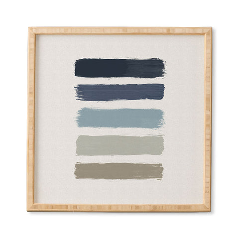 Orara Studio Blue and Taupe Stripes Framed Wall Art