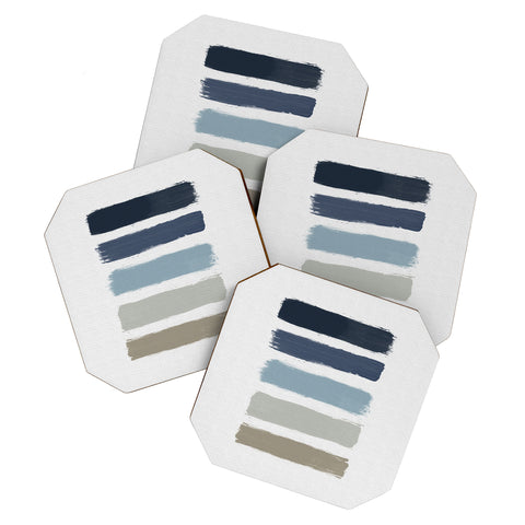 Orara Studio Blue and Taupe Stripes Coaster Set