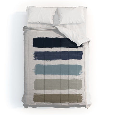 Orara Studio Blue and Taupe Stripes Comforter