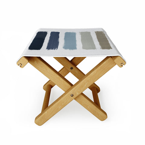 Orara Studio Blue and Taupe Stripes Folding Stool