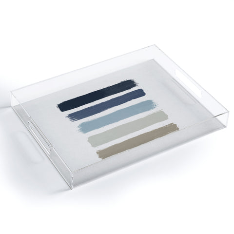 Orara Studio Blue and Taupe Stripes Acrylic Tray